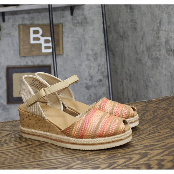 NEW Baretraps Womens Acadia Peep Toe Wedge Sandals BT31127 Coral Multi Pink 8.5M - Picture 9 of 15